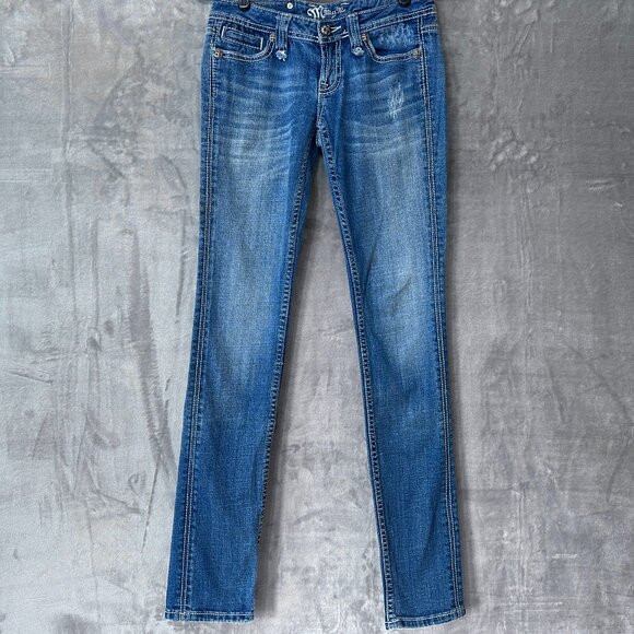 Miss Me Fleur-de-Lise Embellished Pocket Skinny Jean Size 26 - Picture 1 of 13